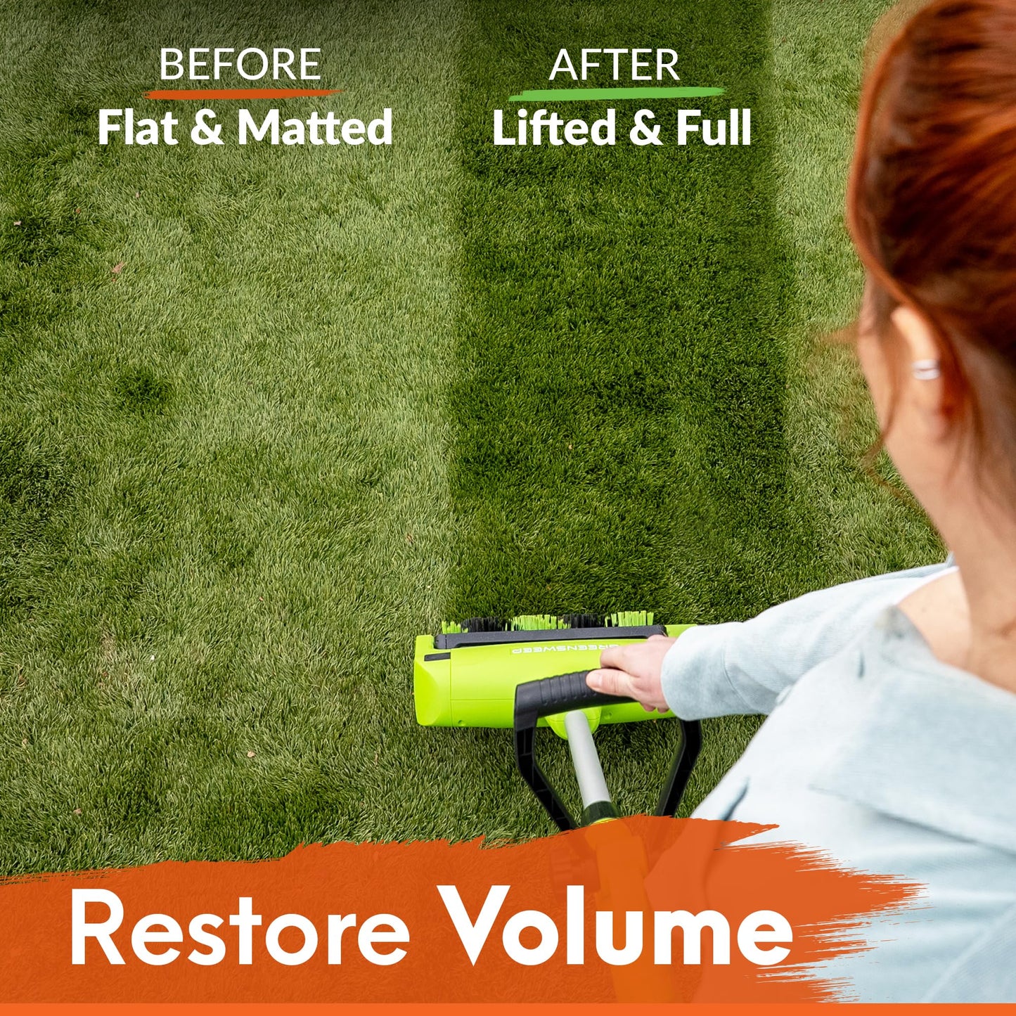 GreenSweep Reviver | Artificial Grass Electric Power Brush, Mains-Powered Turf Cleaner, Lightweight Compact Design, Restores Flattened Turf & Removes Dirt