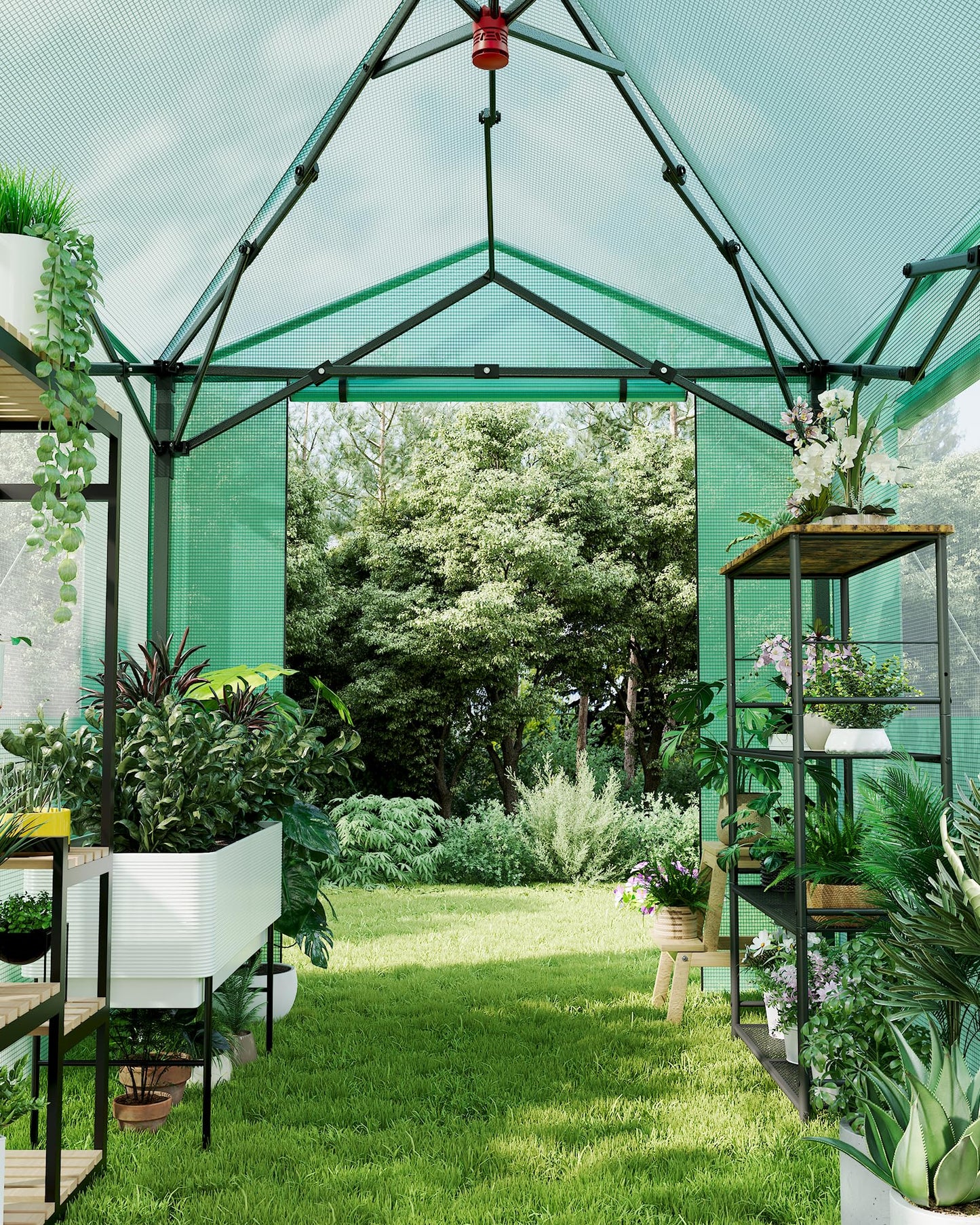 8x6 ft Portable Greenhouse for Gardening, Walk-in Plant Houses for Winter Protection, Durable PE Cover Greenhouse Kit for Indoor & Outdoor Use, Zippered Doors