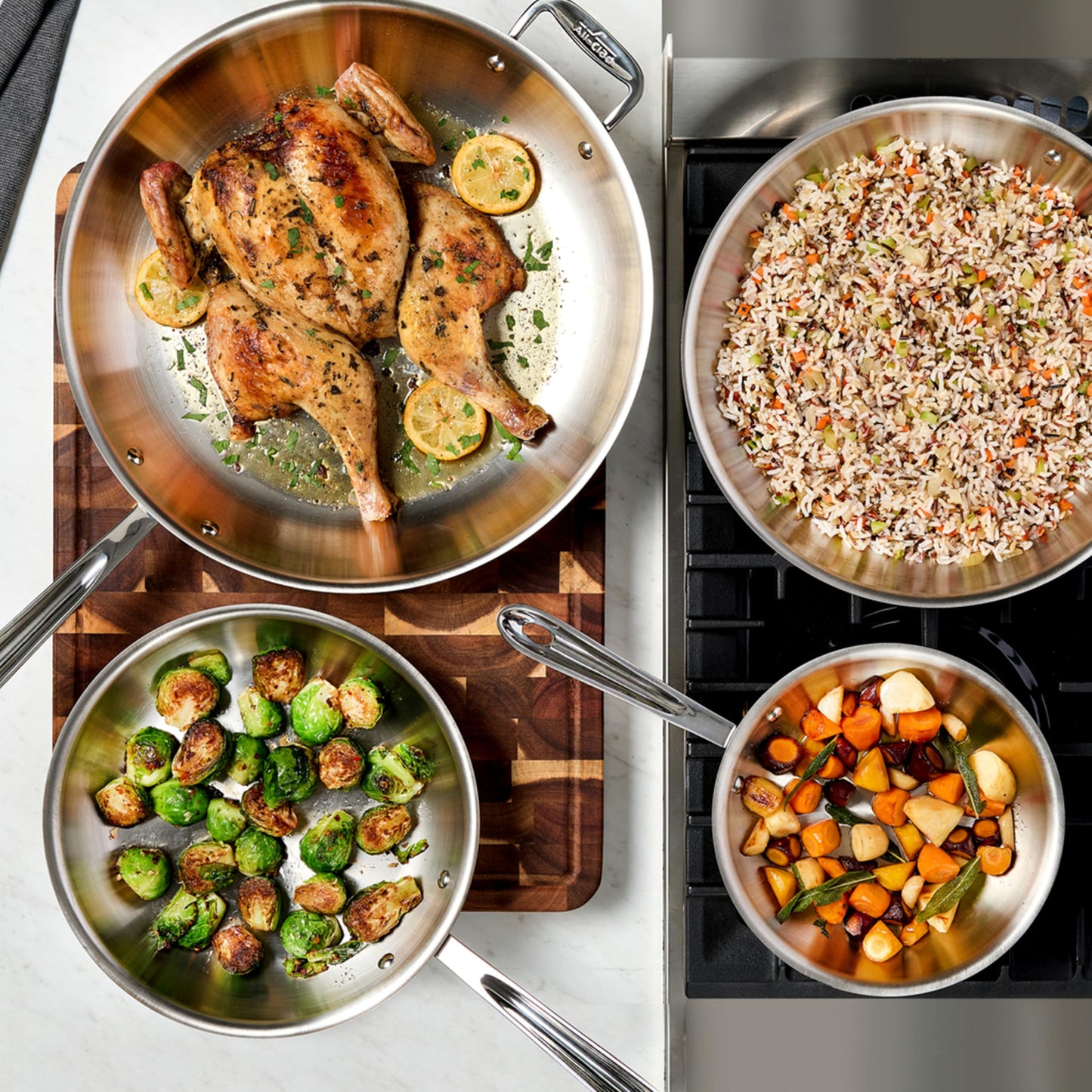 All-Clad D3® Stainless Steel 12 inch Frying Pan With Lid- Made in the USA- The Original Bonded Professional Cookware- Oven Safe & Induction Compatible