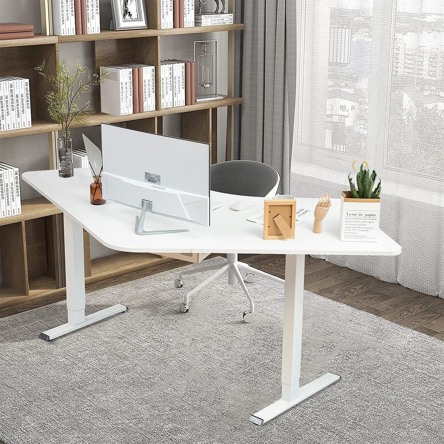 COSTWAY Electric Sit Stand Desk Frame, Dual-Motor Height-Adjustable Standing Desk Base w/ 3 Memory Positions & Touch Control Panel, Home Office Computer Desk Frame w/Hook & Cable Tray (White)