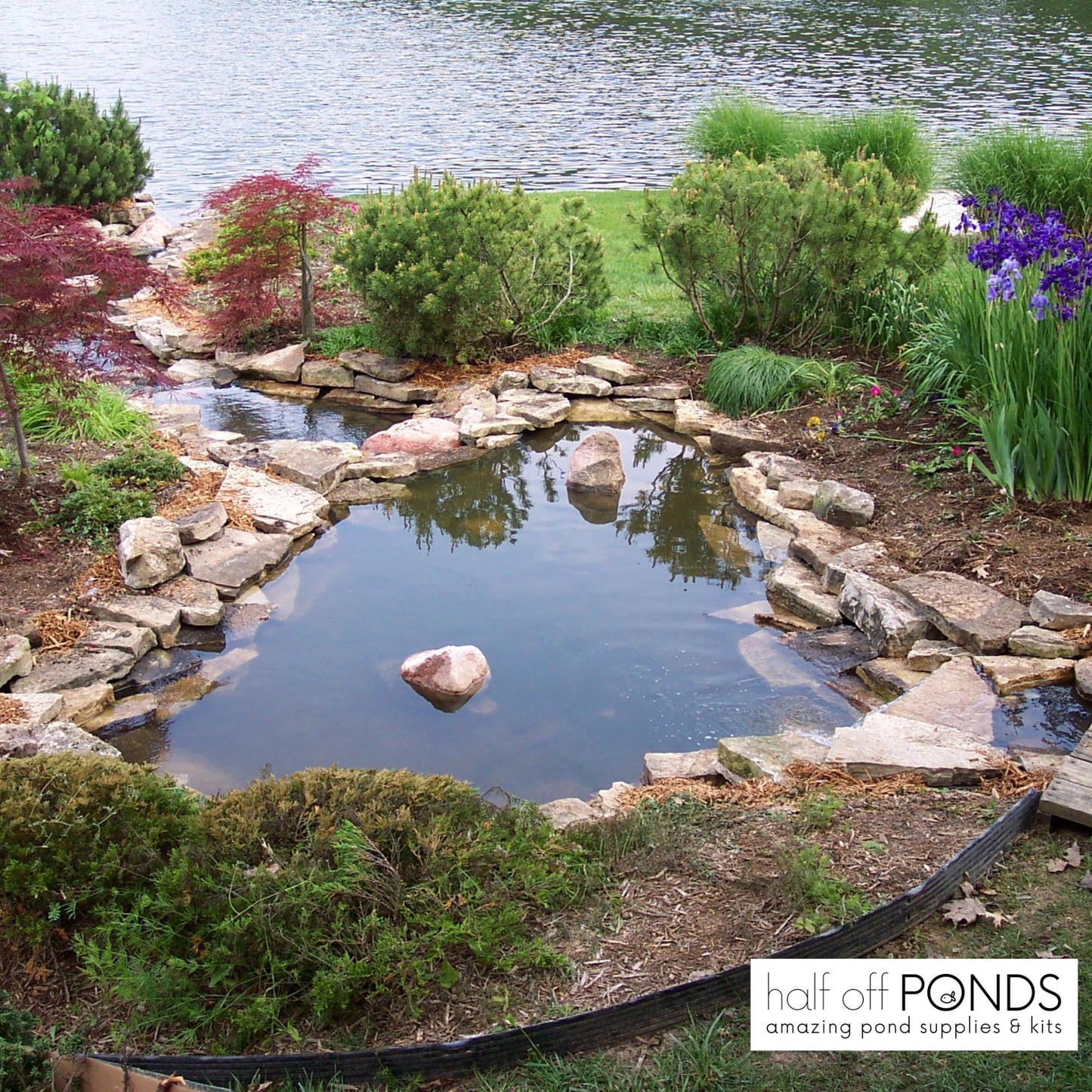 HALF OFF PONDS Savio Select 4,000 GPH Submersible Pump Pond Kit with 20' x 20' EPDM Rubber Pond Liner for Water Garden & Koi Pond