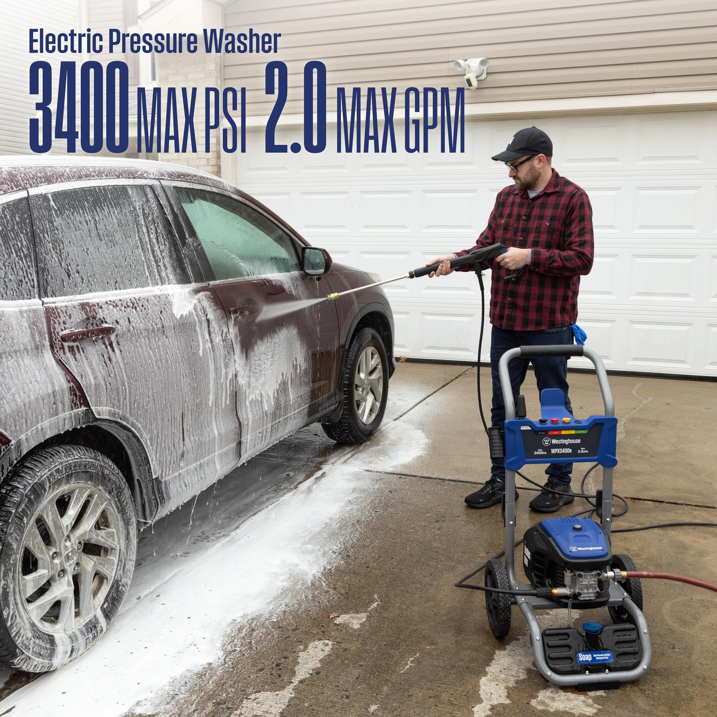 Westinghouse Electric Pressure Washer Bundle with 3400 PSI 2 GPM Washer and 15" Surface Cleaner Attachment