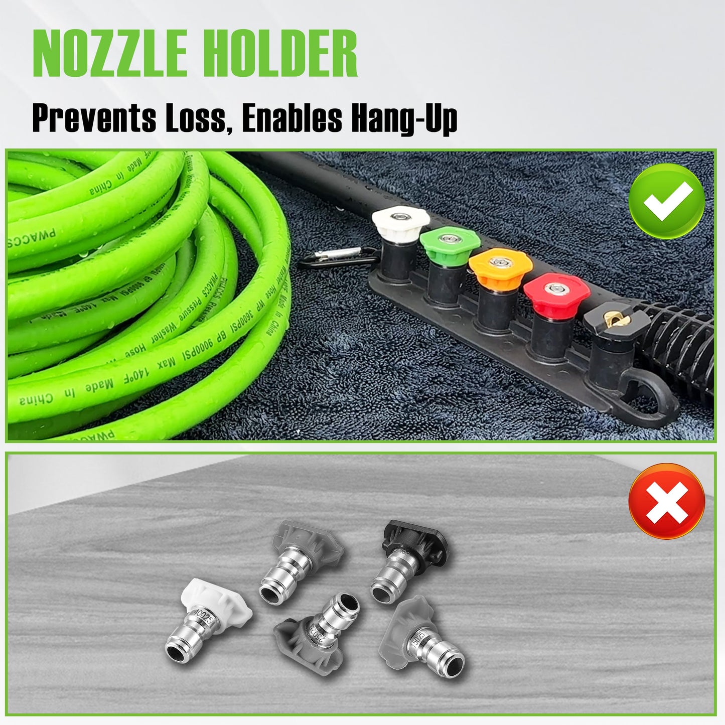 PWACCS Pressure Washer Gun and Hose Kit, 25 FT Power Washer Hose with Replacement Lance Wand, 5 Nozzle Tips, M22-14 Fitting, Compatible with Ryobi, Green Works & Karcher