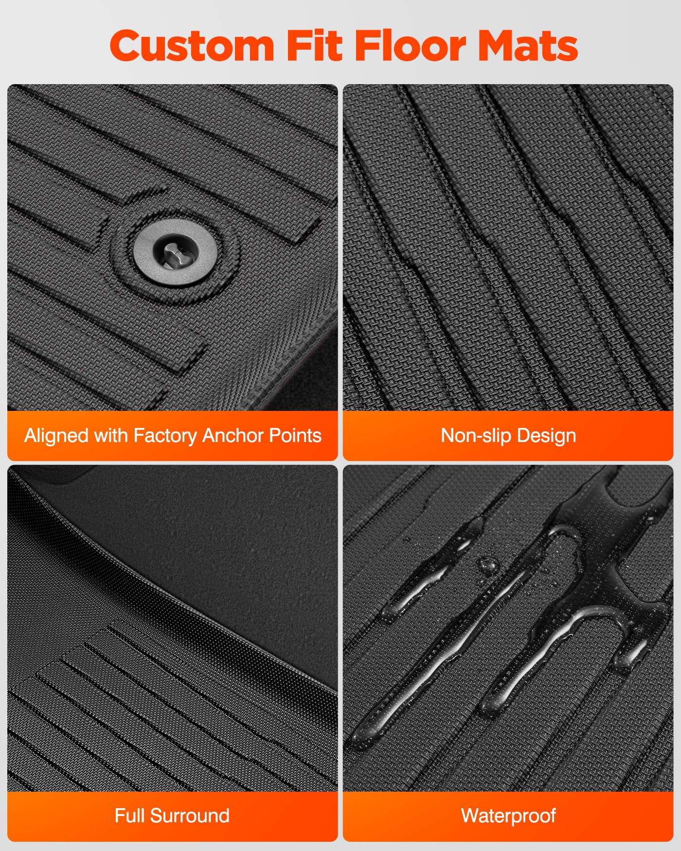 Car Floor Mats for Traverse Enclave: 2009-2017(Only with 2nd Row Bucket Seats) Cargo Trunk Liner, All Weather Rubber Accessories Tapetes Para Custom Fit for Chevy Traverse for Buick Enclave SUV Carpet