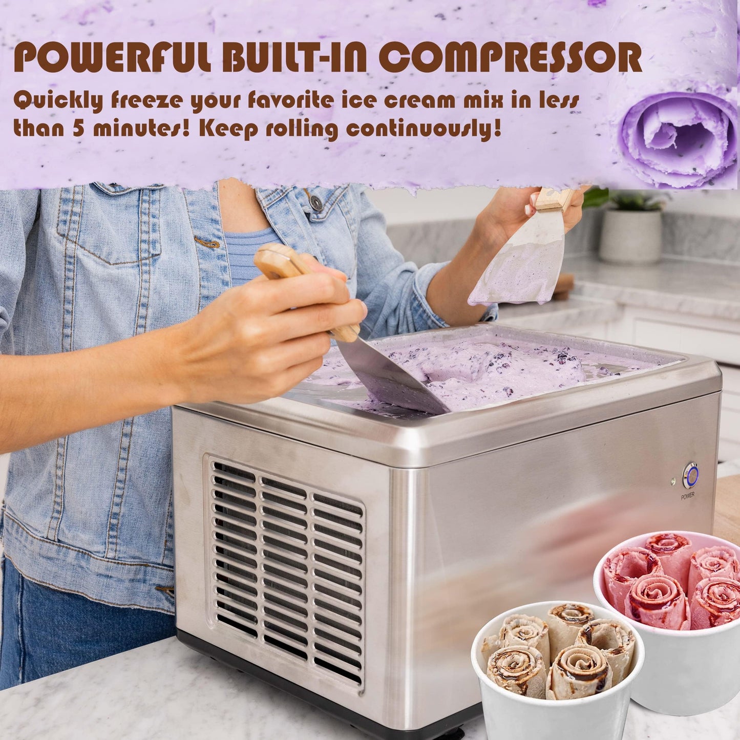 Whynter ICR-300SS 0.5-Quart Stainless Steel Rolled Ice Cream Maker With Compressor