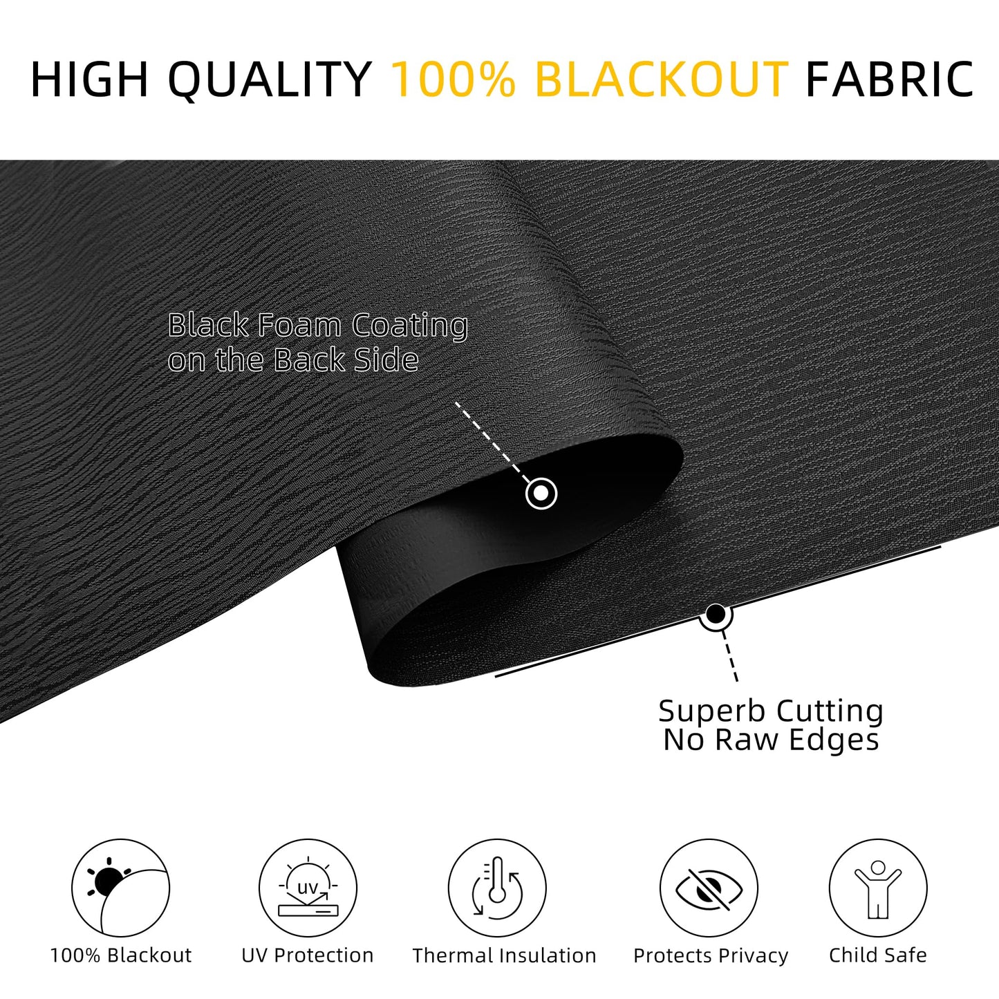ChrisDowa Cordless Blackout Roller Shades for Windows, Striped Free-Stop Window Blinds with Privacy, Thermal Insulated Window Shades for Home, Office and Door. Black, 20" W x 72" H