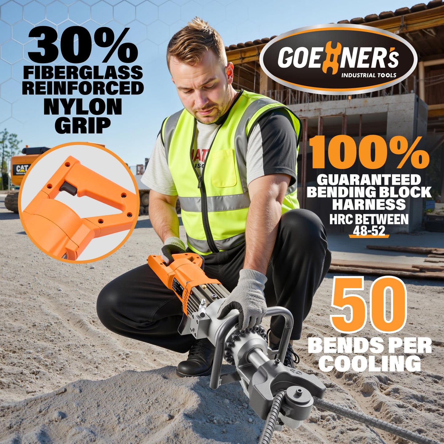 Upgraded 1500W Electric Rebar Bender, Portable Hydraulic Rebar Bending Machine up to 1 Inch 25mm #8 Rebar, Bending Angle 0-130°, Handheld Steel Rebar Bender Machine with Pure Copper Motor, 110V
