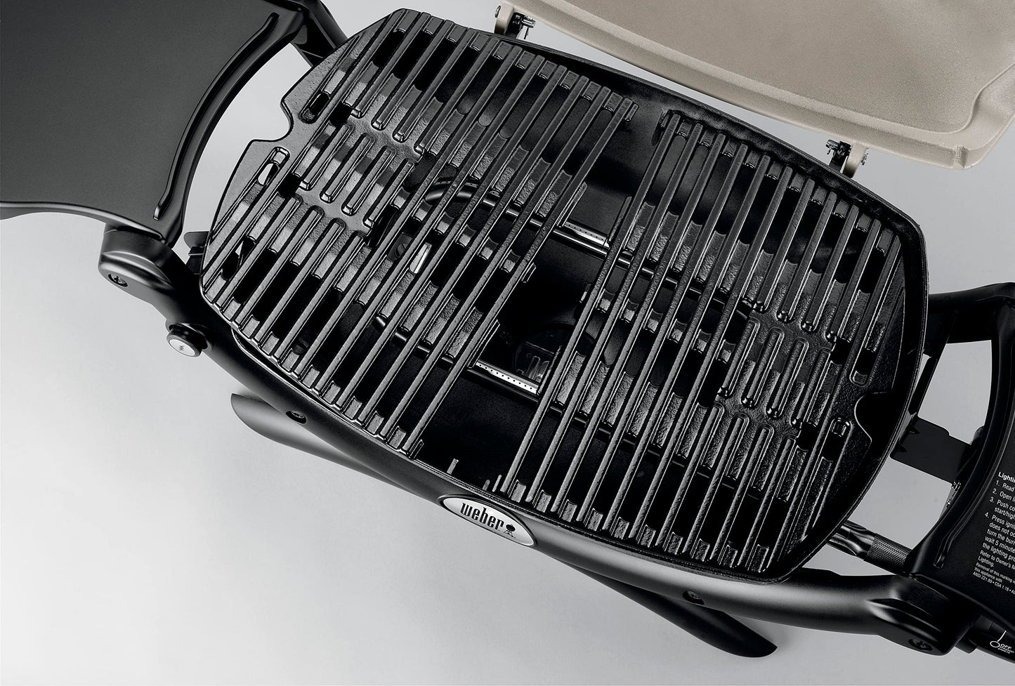 Weber Q1200 Liquid Propane Portable Gas Grill, Titanium – 1‑Burner Travel and Camping Grill with Cast‑Iron Grates & Electronic Ignition (8,500 BTU Burner)