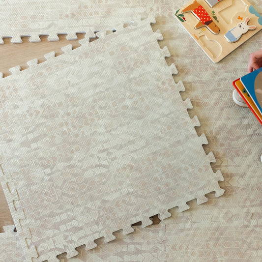 Little Landings Baby Play Mat for Floor - Sandstone (4x6ft) - Premium EVA Foam Play Mat for Babies & Toddlers (Ages 0-5+) Non-Toxic Playmat for Tummy Time, Crawling & Playroom - Stylish & Comfortable