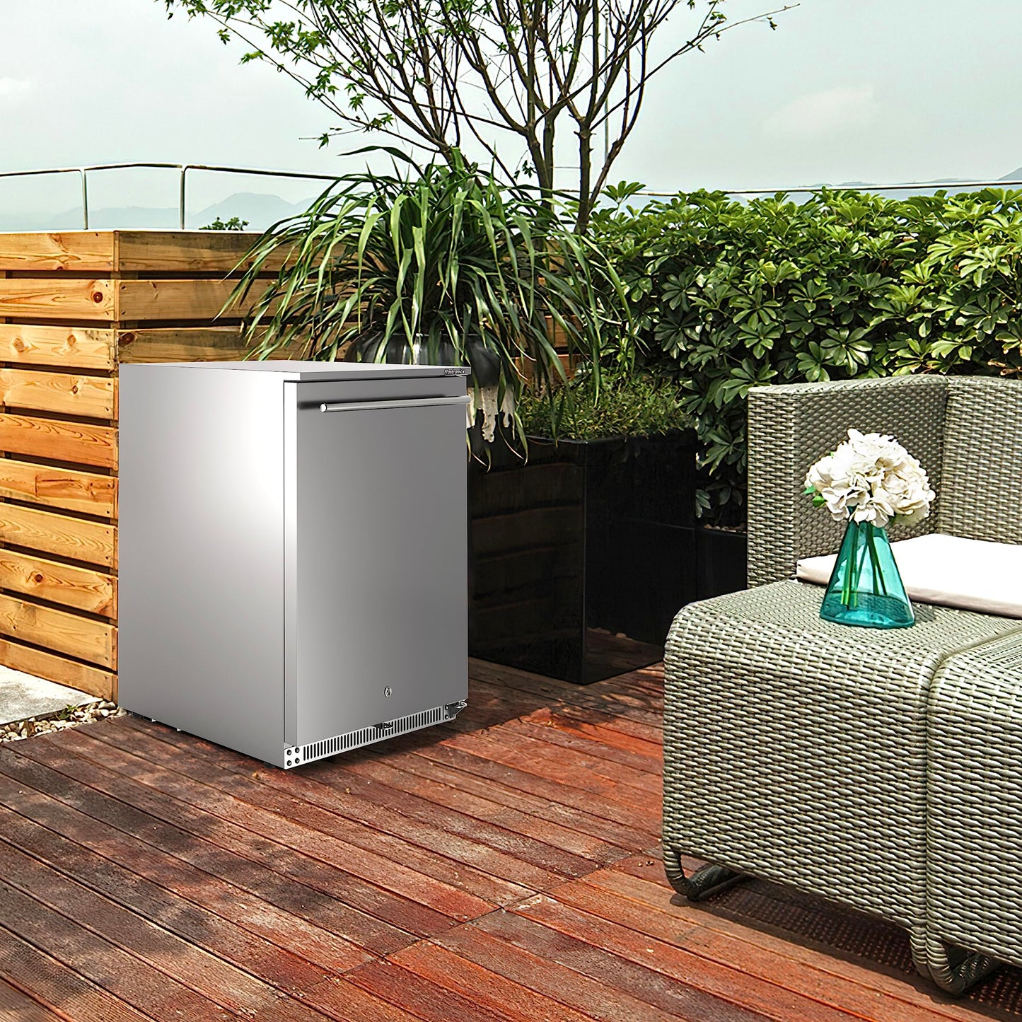 Frostronics 24 Inch Outdoor Beverage Refrigerator, 168 Can Built-in & Freestanding Cooler, 26°F Sub-Zero Beer Fridge, IPX4 Waterproof SUS304, NSF7 Commercial Grade for Patio & Outdoor Kitchen
