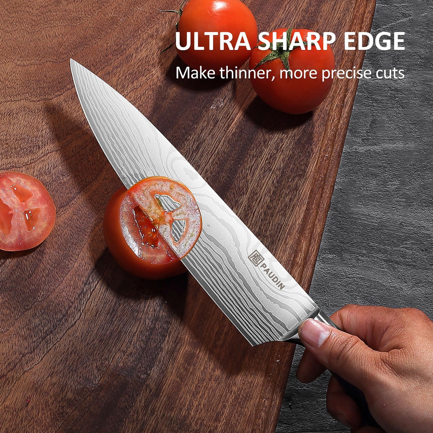 PAUDIN Chef Knife Set, 7 Pieces Kitchen Knife Set, High Carbon Stainless Steel, Ultra Sharp Knife Set, Professional Knives Set for Kitchen with Pakkawood Handle