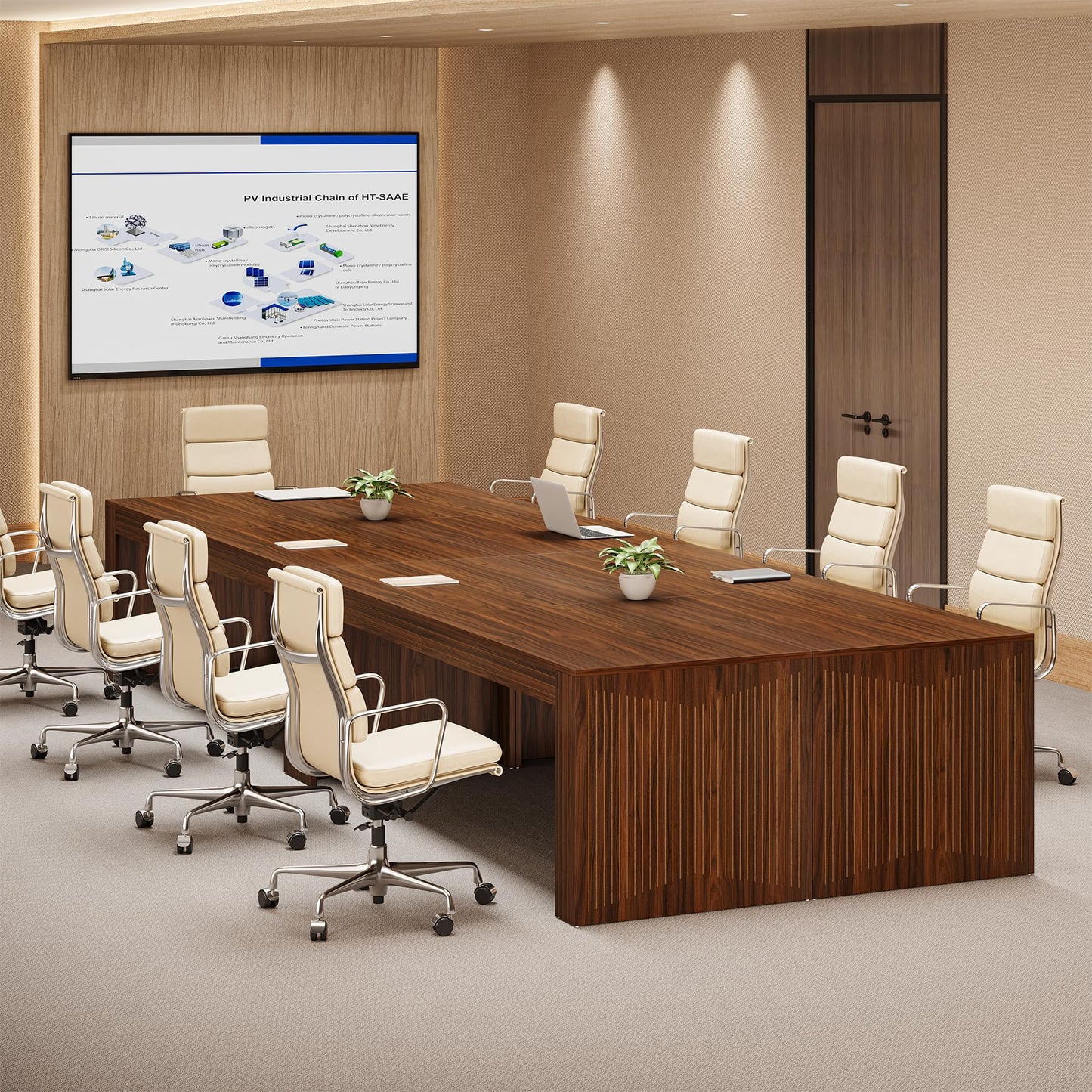 LITTLE TREE 78.7-Inch Two Person Desk, Double Monitor Office Desk for 2 Person, Large Executive Wood Desks Conference Table, Home Office Dark Brown