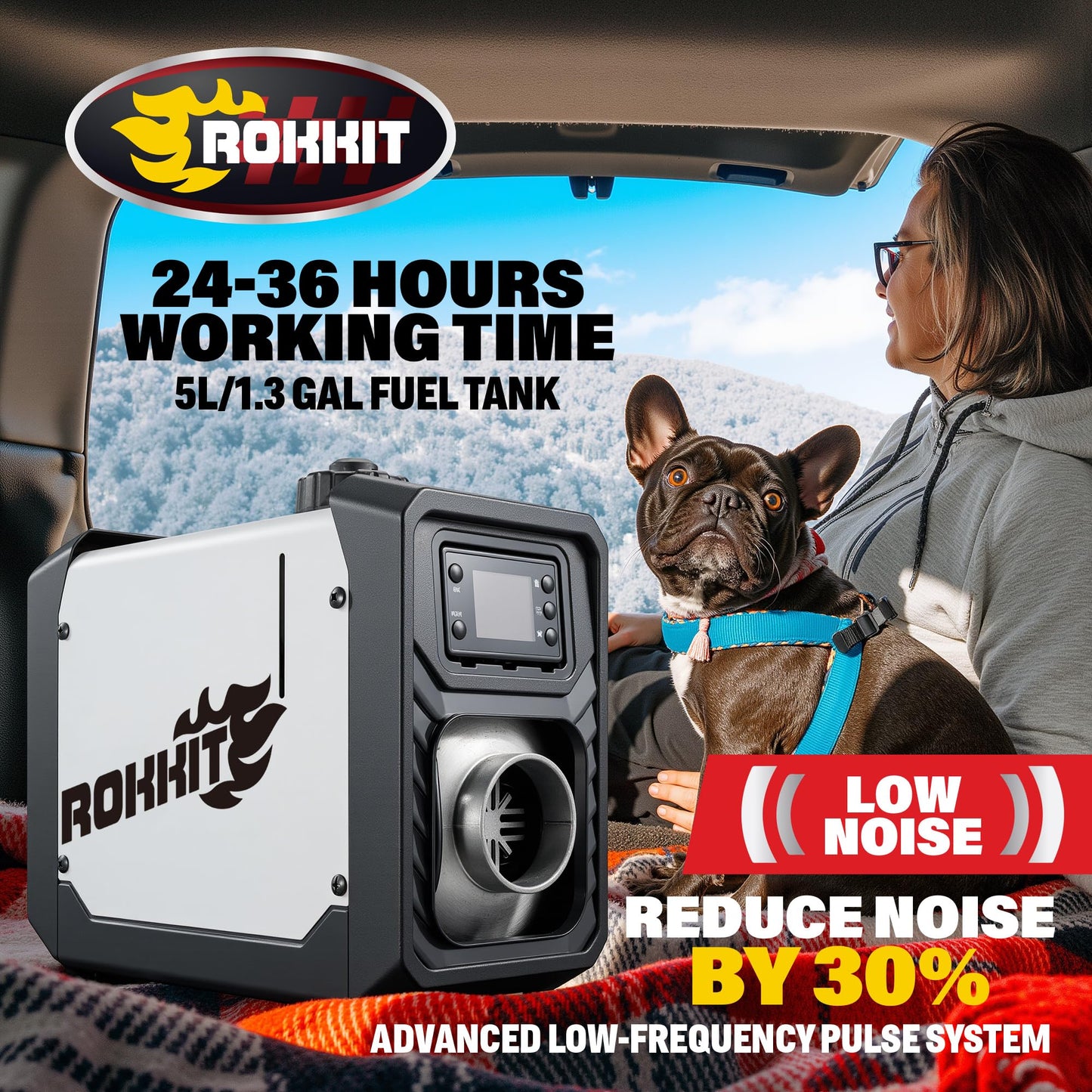 ROKKIT 8KW Diesel Heater, 110V/12V All-in-One Diesel Air Heater, Portable Diesel Heater with LCD Monitor & Remote Control, Fast Heating Low Noise Diesel Parking Heater for Tent, Car, RV, Camper