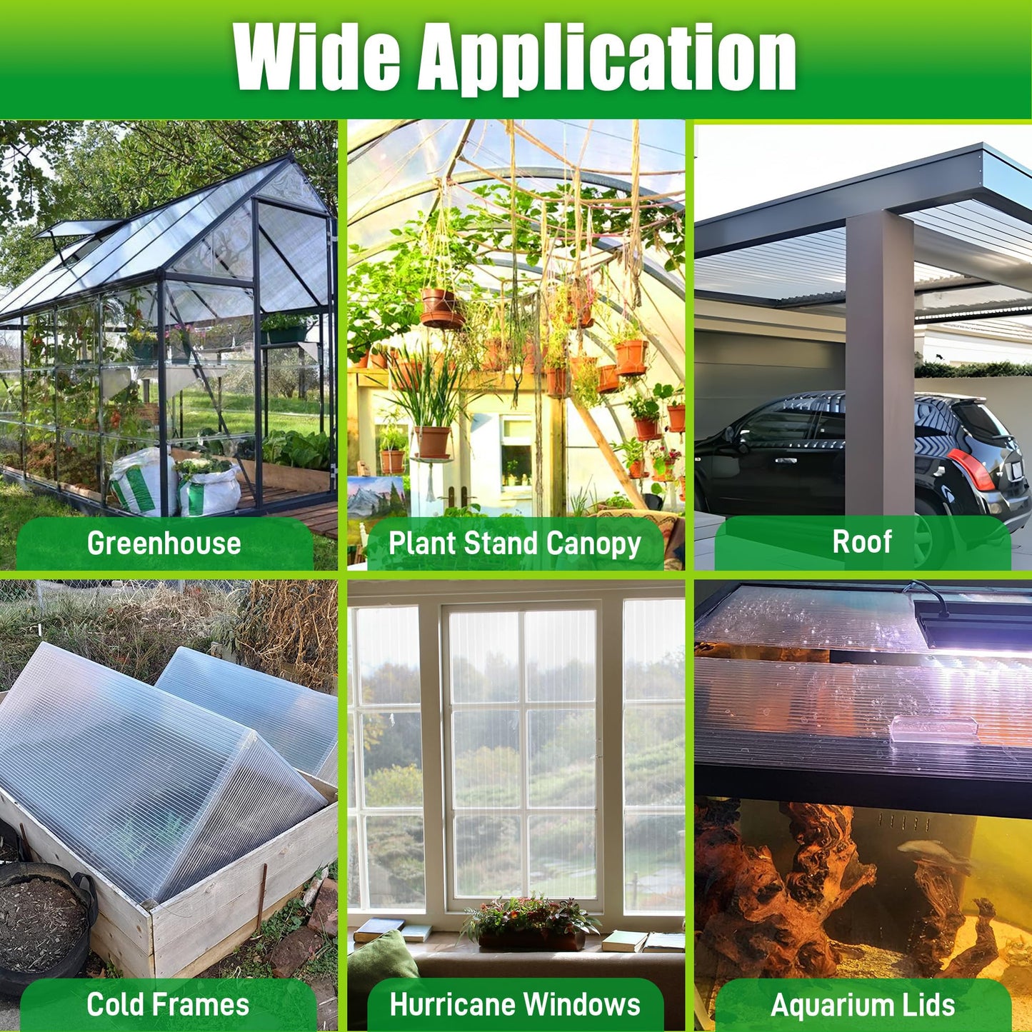 Sinimaka 10 Pack Polycarbonate Greenhouse Panels, 8' x 4' x 0.24'' Twin-Wall Polycarbonate Sheets, All Weather Clear Roof Panels Greenhouse Replacement Panels