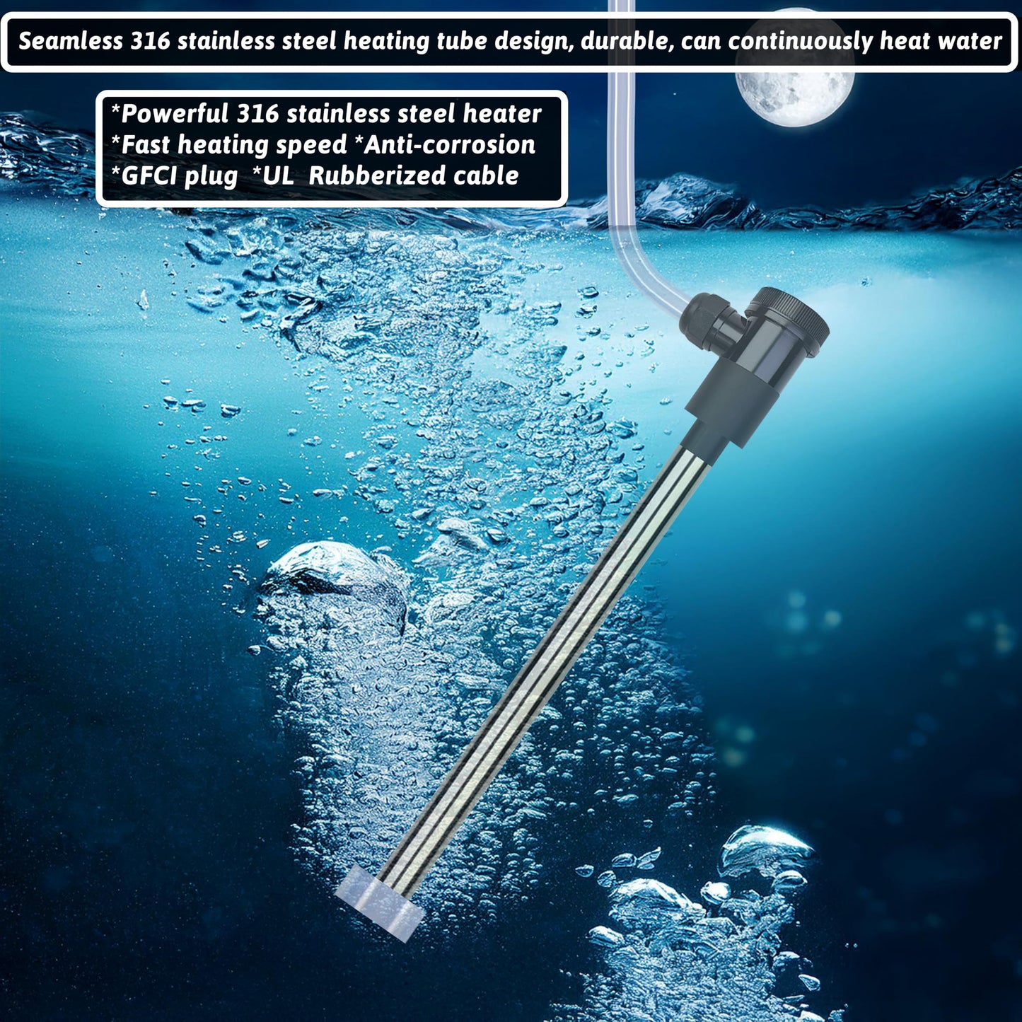 XCLBTFDC 3000W 240V Immersion Water Heater Bathtub & Pool Portable Electric Submersible Water Heater with Temp Control for spa tub, Baptistry, Bathtubs, inflatable pool, above ground pool & Hot Tub