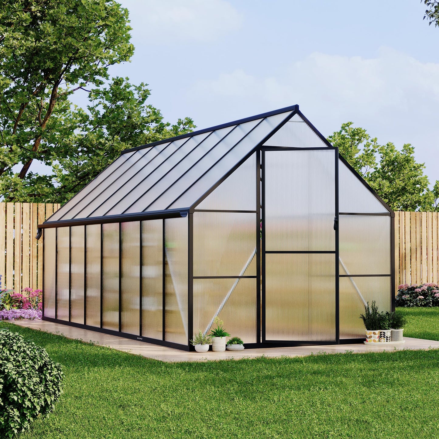 8 ft x16 ft Aluminum-Framed Polycarbonate Greenhouse, Heavy Duty Polycarbonate Greenhouse with Quick Setup Structure and Roof Vent, Large Enhanced Aluminum Green House Kit for Outdoors