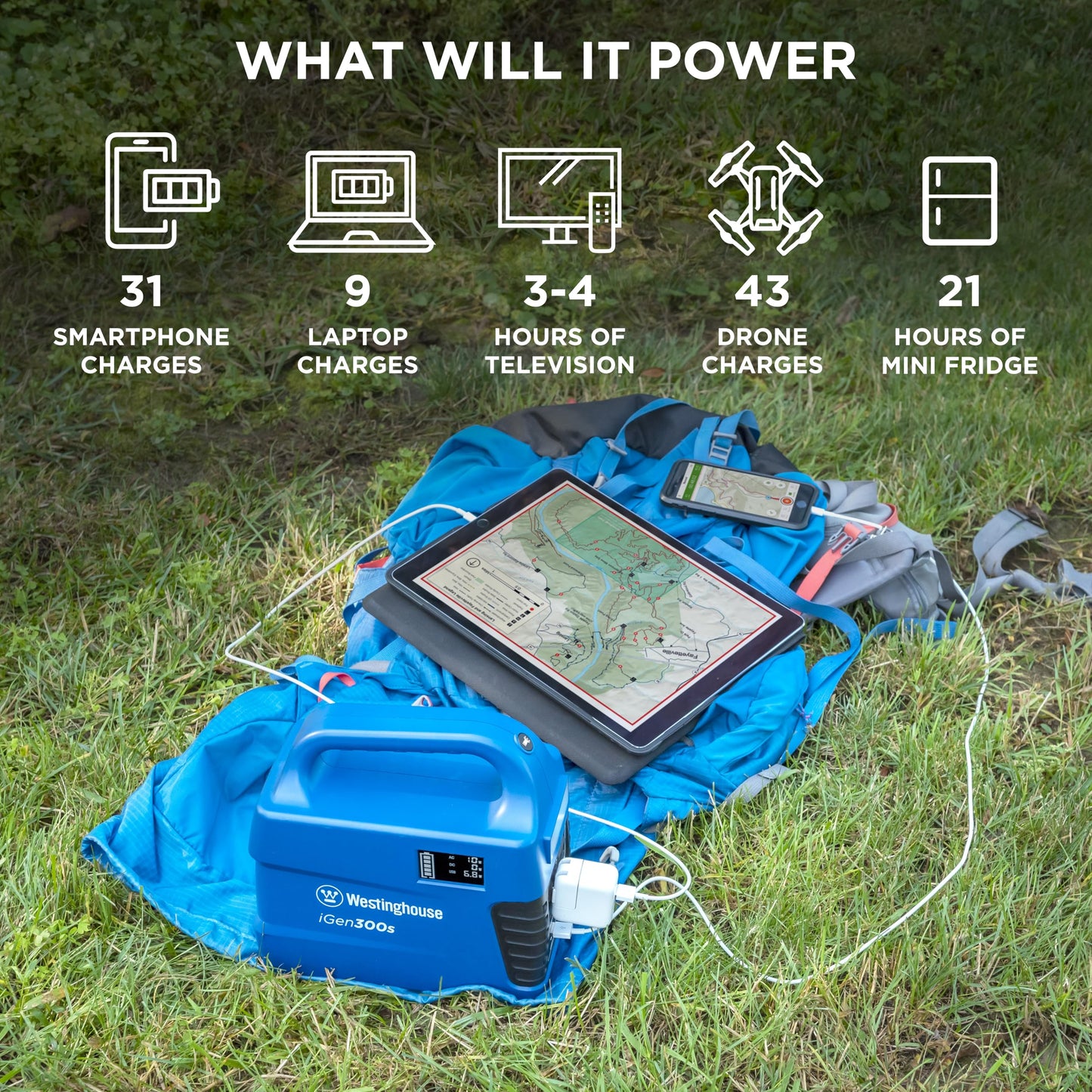 Westinghouse 296Wh 600 Peak Watt Portable Power Station and Solar Generator, Pure Sine Wave AC Outlet, Backup Lithium Battery for Camping, Home, Travel, Indoor/Outdoor Use (Solar Panel Not Included)